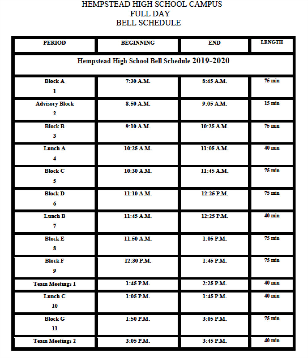 HHS Full Day Schedule